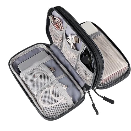 Multifunktionale Aufbewahrungstasche for Datenkabel, Reise-Organizer for digitales Zubehör, Power Bank, Kopfhörer, Festplatten-Schutzhülle Kabeltasche(Black,S) von VONCYKI