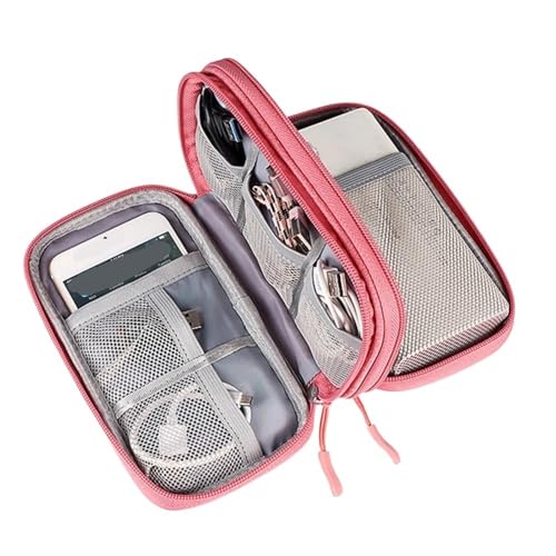 Multifunktionale Aufbewahrungstasche for Datenkabel, Reise-Organizer for digitales Zubehör, Power Bank, Kopfhörer, Festplatten-Schutzhülle Kabeltasche(Pink,M) von VONCYKI