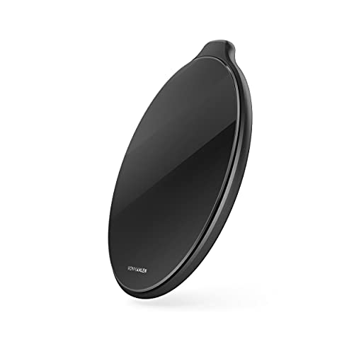 VONMÄHLEN Aura - Qi zertifiziertes 15W Wireless Ladegerät - Mit 4in1 18W Netzteil - Wireless Charger kompatibel mit iPhone, Airpods, Samsung, Huawei, Sony usw. (Glas Schwarz) von VONMÄHLEN