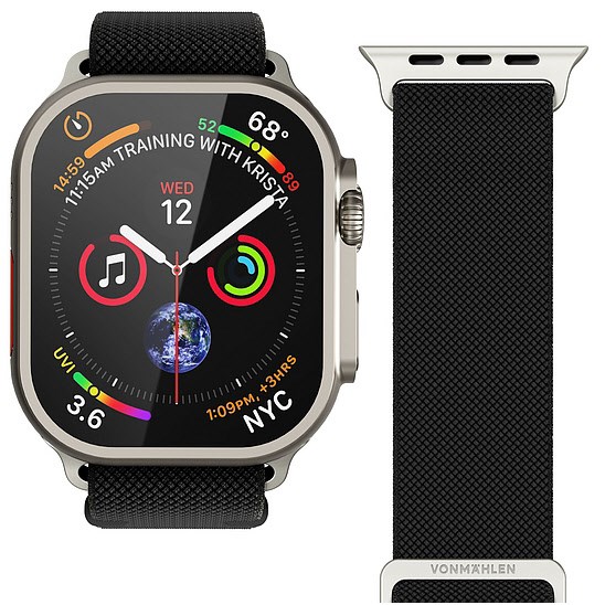 Watch Straps Nylon Loop Armband für Apple Watch (42/44/45/49mm) schwarz von VONMÄHLEN