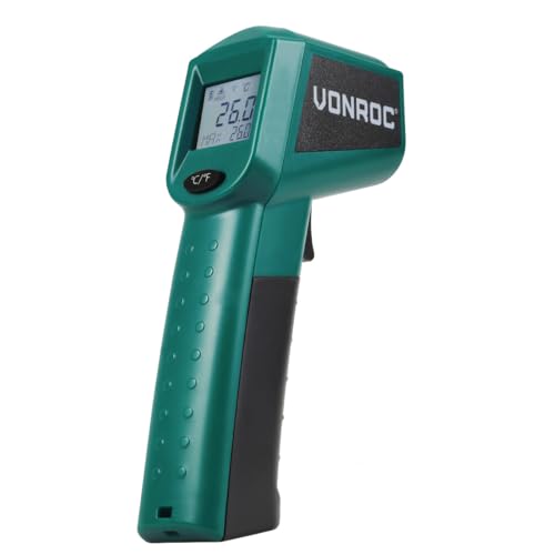 VONROC Digitales Infrarot-Thermometer mit Laser – Messbereich -40 °C bis 530 °C – inkl. 2 Batterien von VONROC