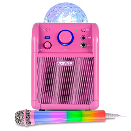Karaokeanlage - Vonyx SBS50P - Mit Bluetooth, LED-Karaokemikrofon, LED-Lichteffekt und Echoeffekt - Rosa von VONYX