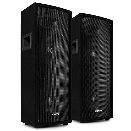 VONYX SL28 - PA Lautsprecher Box 2er Set, Passiv Speaker 2X 8 Zoll - 1600 Watt Peak - Disco Lautsprecher, Passivbox, 6,3mm Klinke, Schraubklemmen, 8Ohm, für DJs, Partyraum, Bar, Club von VONYX