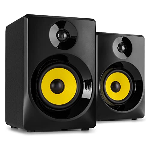 VONYX SMN40B - Studio Boxen, DJ Lautsprecher, 100W Studio Monitor Boxen Aktiv, Monitor Lautsprecher aktiv, AUX, RCA, USB, MP3 Player, Aktiv Lautsprecher Set, Schwarz von VONYX