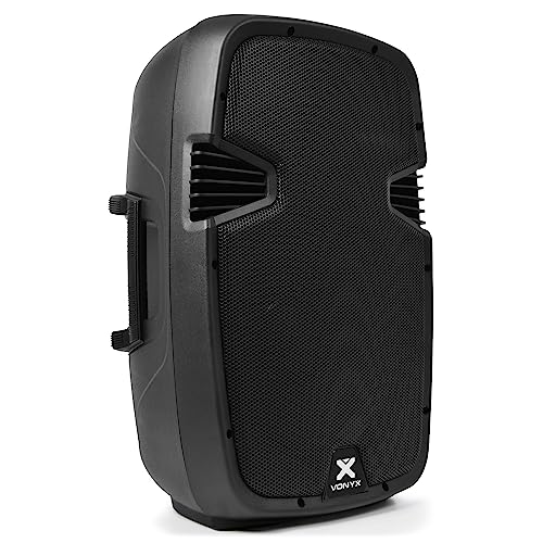 VONYX SPJ-1200ABT PA Anlage, Akitvlautsprecher, 600 Watt Musikbox Bluetooth 12 Zoll High End Speaker, Top Hat, Fernbedienung, MP3-Player, USB, DMX, Cinch, PA-Speaker, Monitor Boxen, Karaoke, Schwarz von VONYX