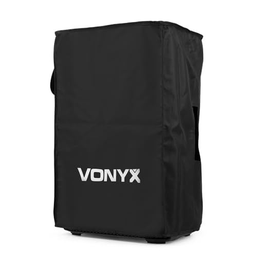 Vonyx SC12 Cover, Schutzhülle für Lautsprecher, 35 x 40 x 55 cm, PA Speaker Schutzcase mit Seitenfach, Aussparrung klappbar für Trolleygriff, perfekt für 12" Speaker von Vonyx VSA, AP, SPJ, Schwarz von VONYX