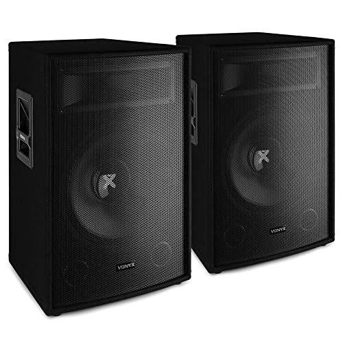 Vonyx SL15 PA Lautsprecher Set, Passive DJ Boxen mit jeweils 800 Watt, Passive PA Anlage, Musikboxen für DJs, Musiker oder Privat auf Hauspartys, Events von VONYX