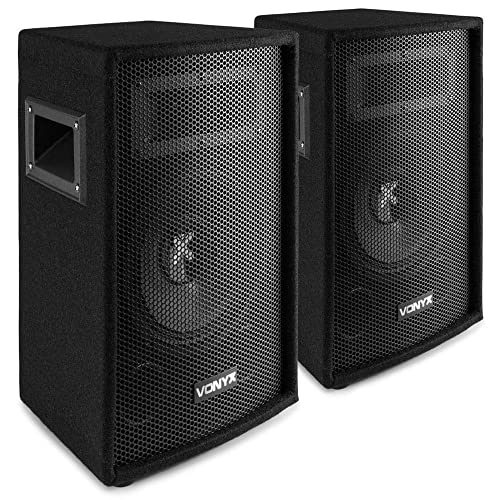 Vonyx SL8 PA Lautsprecher Passiv Set, 2X 400 Watt Partyboxen Set, 8 Zoll Passiv, Disco, DJ Party Lautsprecher mit Griffe, Lautsprecherboxen mit Tophat - Schwarz von VONYX