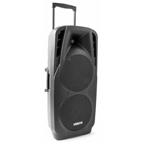 Vonyx SPX-PA9210 Akku Bluetooth Partybox, 1000 Watt mobiler Lautsprecher Trolley, Musikbox, Karaoke Anlage, Aktivlautsprecher mit 5-Band-Equalizer, für Unterwegs, Zuhause, Strand oder kleine Partys von VONYX
