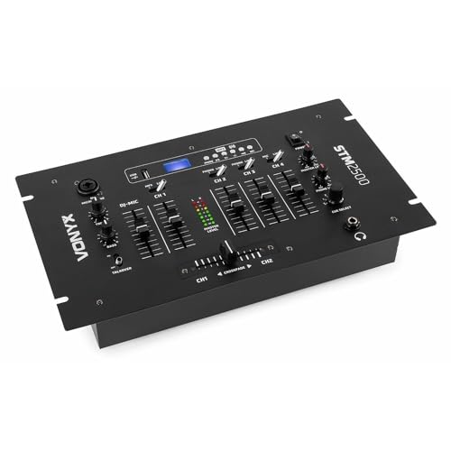 Vonyx STM2500 Mischpult 5-Kanal Audio Mixer mit USB, MP3-Player und Bluetooth Dj Mischpult für Anfänger DJ Mixer, Mikrofonanschluss mit Talkoverfunktion für, Musiker, DJ, Sänger von VONYX