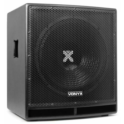 Vonyx SWP15 PRO - Aktiv Subwoofer, stabile Bassbox, PA Aktiv 15 Zoll, 800 Watt Tieftöner mit integrierter Verstärker, XLR DJ Lautsprecher Aktivsubwoofer in schwarz von Vonyx