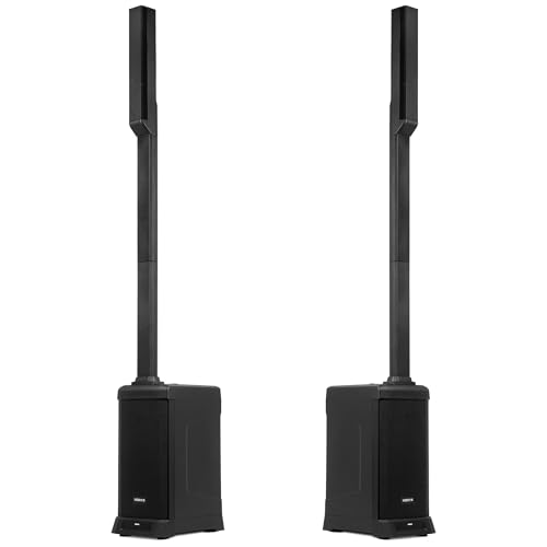 VONYX VX820 PA Anlage Aktiv, 2er Set – 400W Line Array Säulenlautsprecher, 8 Zoll Subwoofer Aktiv, Bluetooth 5.0, DSP, 4-Kanal-Mixer, DJ Anlage Komplett Set, PA Lautsprecher, Breitbandlautsprecher von Vonyx