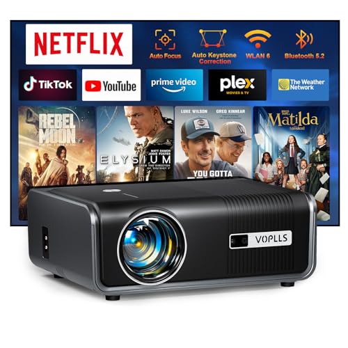 Smart Beamer 4K【Netflix Official & Dolby Audio】 28000L Auto Fokus/6D Trapezkorrektur Beamer Full HD 1080P, VOPLLS WiFi6 Bluetooth Unterstützt 4K Video Beamer Heimkino/Outdoor für PS5/ Handy Projektor Smart Beamer 4K【Netflix Official & Dolby Audio】 28000L Auto Fokus/6D Trapezkorrektur Beamer Full HD 1080P, VOPLLS WiFi6 Bluetooth Unterstützt 4K Video Beamer Heimkino/Outdoor für PS5/ Handy Projektor von VOPLLS