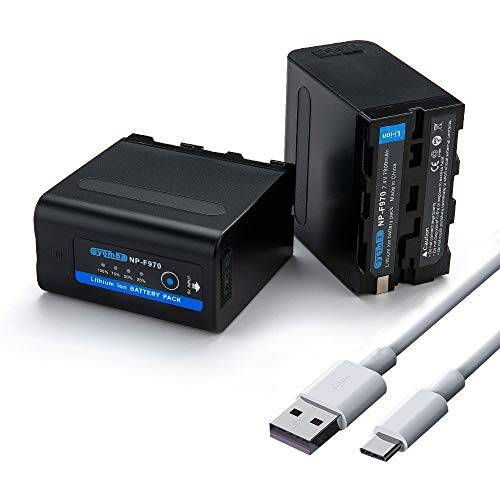 Oyomba 2 X 7800mAh NP-F970 Akku für Sony NP-F980 NP-F960 NP-F750 NP-F930 Ersatzakkus Kompatibel für Sony DCR-VX2100, DSR-PD150, DSR-PD170, FDR-AX1, HDR-AX2000, HVL-LBPB mit 5V USB Ausgang