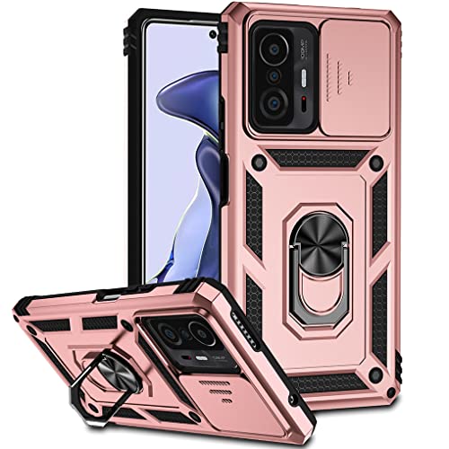 SEEKO Hülle für Xiaomi 11T Pro 5G / Xiaomi 11T 5G, Militär Robust Handyhülle Stoßfest Silikon TPU + PC Case Schutzhülle mit Kameraschutz und 360 Grad Ring Ständer - Roségold SEEKO Hülle für Xiaomi 11T Pro 5G / Xiaomi 11T 5G, Militär Robust Handyhülle Stoßfest Silikon TPU + PC Case Schutzhülle mit Kameraschutz und 360 Grad Ring Ständer - Roségold von VORAGA