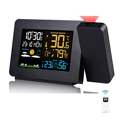 VORRINC Wetterstation Funk mit Außensensor, Projektionswecker Funk mit Innen und Außentemperatur Funkwetterstation mit Digital Thermometer Hygrometer Wettervorhersage, Barometer, Mondphase,Nachtlicht VORRINC Wetterstation Funk mit Außensensor, Projektionswecker Funk mit Innen und Außentemperatur Funkwetterstation mit Digital Thermometer Hygrometer Wettervorhersage, Barometer, Mondphase,Nachtlicht von VORRINC