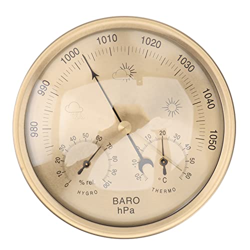 Vosarea Wetterstation Analog | 3 in 1 Barometer Hygrometer Thermometer Innen Außen | 13cm Wand Befestigter Barometer Wetterfest Wetterstation für Raumklimakontrolle Raumluftüerwachtung von VOSAREA