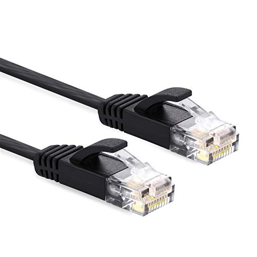 Cat6-Ethernet-Kabel, 3 m, schwarz, flach, für Internetnetzwerk, LAN-Patchkabel, Netzwerk-/Computerkabel, Cat6-Ethernet-Kabel, Hochgeschwindigkeits-Computer- und RJ45-Steckverbinder für Router, Modem, von VOSGA