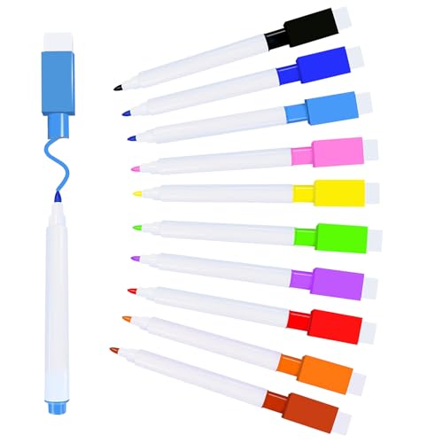 VOTON Whiteboard Marker, 10 Farbe Magnetische Whiteboard Stifte und Radiergummi Set Fine Tip folienstift abwischbar und Dry Wipe Markers von VOTON