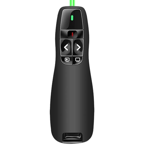 Ergonomisch Wireless Presenter Grünes für Präsentationen Fernbedienung Laptop Powerpoint, 2.4GHz USB Präsentation Fernbedienung Präsentator Pointer Präsentationspointer für Windows Mac von VOVIGGOL