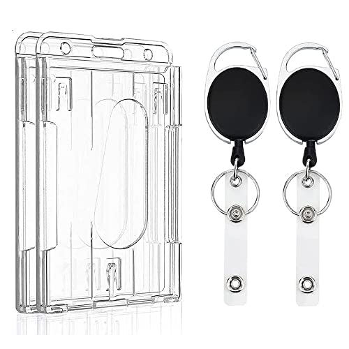 Schlüsselkarten Ausweisejojo, Langer Einziehbarer Ausweishalter und Transparentem Ausweishalter, um 360° Drehbarer Gurt für Ausweishalter Schlüsselanhänger Büro, 2 Stück von VOVIGGOL