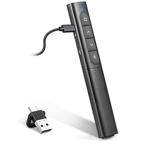 USB/Type-C 2-in-1 Wireless Presenter Aufla-dbarmit Hyperlink Lautstärkeregler, 2.4Ghz Powerpoint Fernbedienung Pointer für Präsentationen Klicker, Kabelloser Präsenter für Mac Laptop von VOVIGGOL