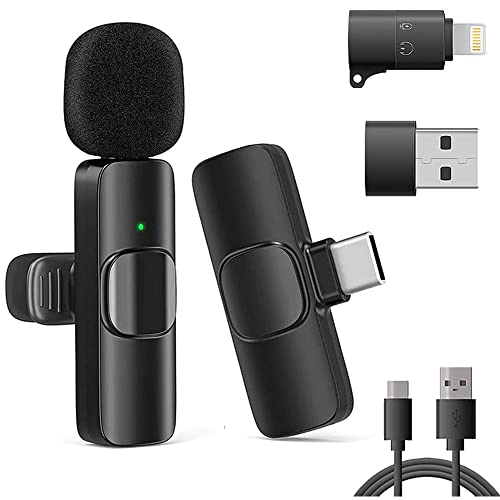 VOVIGGOL Handy Mikrofon für iPhone/iPad/Android/Laptop, Plug-Play Lavalier Mikrofon Wireless Microphone Ansteckmikrofon Kabellos für Videoaufnahmen, Vlog, TikTok, YouTube, Live Streaming von VOVIGGOL