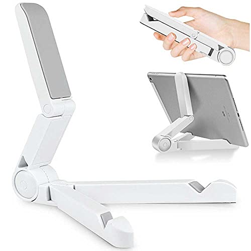 VOVIGGOL Tablet Ständer und Tablet Halter Verstellbar, Tragbarer Tablet Ständer für iPad, Samsung Galaxy und Kindle Fire Tablets, Desktop Handy Ständer für iPhone Sumsung (Weiß) von VOVIGGOL