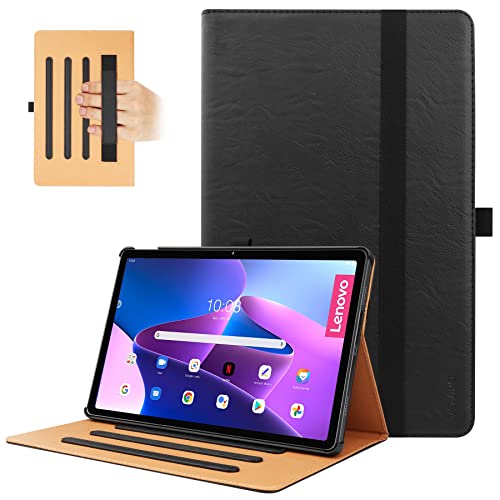 VOVIPO Lenovo Tab M10 Plus (3rd Gen) 10.6 Zoll Hülle, Multi-Viewing Angels PU Leder Stand Folio Hülle mit Handschlaufe für Lenovo Tab M10 Plus (3rd Gen) 10.6 Zoll 2022-Black von VOVIPO