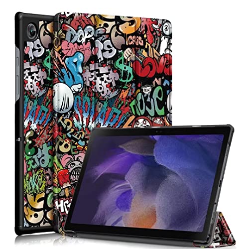 VOVIPO Samsung Galaxy Tab A8 10.5 Zoll Hülle,Ultra Slim Cover Trifold Stand Hardshell Hülle für 10.5 Zoll Galaxy Tab A8 2021 SM-X205/X200-Graffiti von VOVIPO