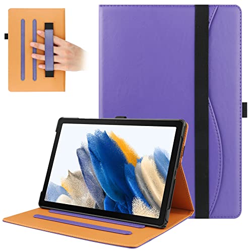 VOVIPO Samsung Galaxy Tab A8 Tablet 10.5 Zoll 2021 SM-X205/X200 Case Cover, Multi-Viewing Angles Leder Stand Folio Schutzhülle mit Handschlaufe für Galaxy Tab A8 10.5 2021-Purple von VOVIPO