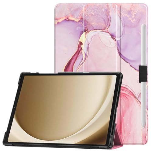 VOVIPO Slim Hülle für Samsung Galaxy Tab A9+ 11 Zoll 2023,Super dünne leichte Tri-Fold Stand Hülle mit Auto Wake/Sleep Funktion für Galaxy Tab A9 Plus 2023 Modell (SM-X210/X216/X218)-Marble Pink von VOVIPO