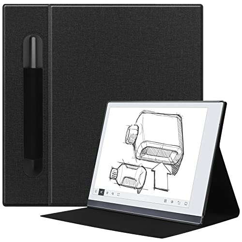 VOVIPO Ultra Slim Book Folio Ledertasche mit Ständer und P-Tasche für Remarkable 2 10.3 2020 Digital Paper-Black von VOVIPO