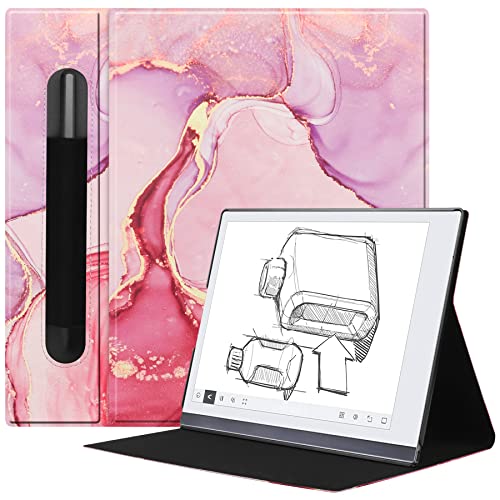 VOVIPO Ultra Slim Book Folio Ledertasche mit Ständer und P-Tasche für Remarkable 2 10.3 2020 Digital Paper-Marble Pink von VOVIPO