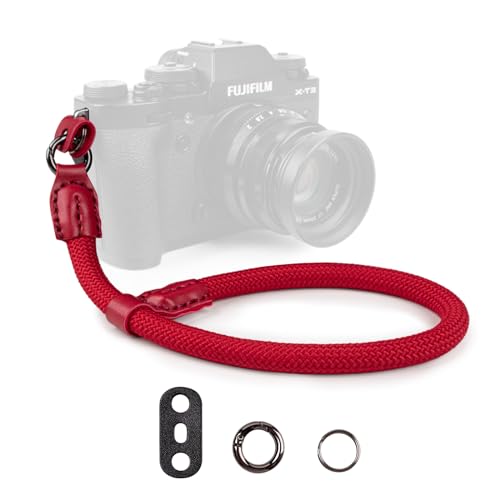 VOVMOEYA Kamera Handschlaufe,Kameragurt aus Seil für Sony Alpha Handschlaufe A7 IV A6400 A6000 Canon EOS Handschlaufe Fujifilm X100V Nikon DSLR Handschlaufe - Rot von VOVMOEYA