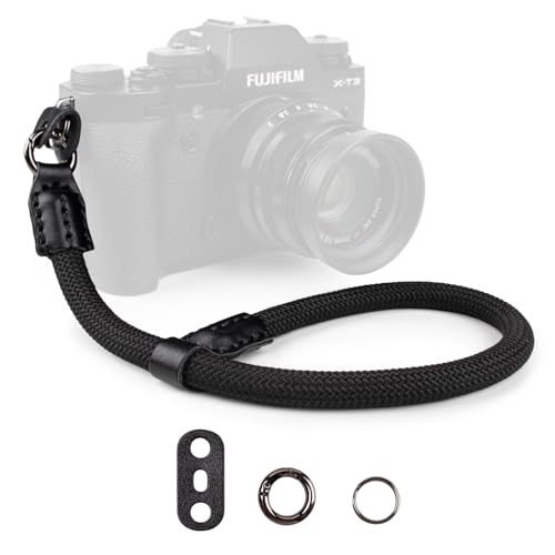 VOVMOEYA Kamera Handschlaufe,Kameragurt aus Seil für Sony Alpha Handschlaufe A7 IV A6400 A6000 Canon EOS Handschlaufe Fujifilm X100V Nikon DSLR Handschlaufe - Schwarz von VOVMOEYA