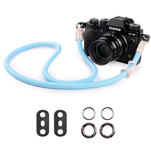 VOVMOEYA Kameragurt Sony Alpha,Kamera Tragegurt aus Seil für Canon EOS Sony A6000 A6400 A7 IV Fujifilm X100V XT5 Nikon Zfc Nackengurt Schultergurt DSLR Kameragurt - Blau von VOVMOEYA