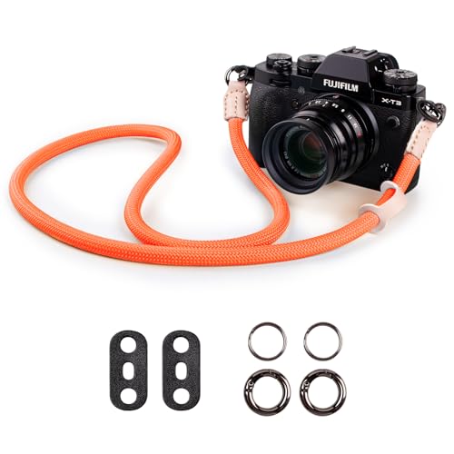 VOVMOEYA Kameragurt Sony Alpha,Kamera Tragegurt aus Seil für Canon EOS Sony A6000 A6400 A7 IV Fujifilm X100V XT5 Nikon Zfc Nackengurt Schultergurt DSLR Kameragurt - Orange von VOVMOEYA