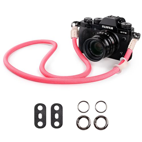 VOVMOEYA Kameragurt Sony Alpha,Kamera Tragegurt aus Seil für Canon EOS Sony A6000 A6400 A7 IV Fujifilm X100V XT5 Nikon Zfc Nackengurt Schultergurt DSLR Kameragurt - Rosa von VOVMOEYA