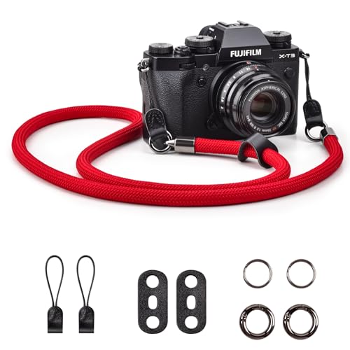 VOVMOEYA Kameragurt Sony Alpha,Kamera Tragegurt aus Seil für Canon EOS Sony A6000 A6400 A7 IV Fujifilm X100V XT5 Nikon Zfc Nackengurt Umhängegurt Schultergurt DSLR Kameragurt - Schwarz von VOVMOEYA