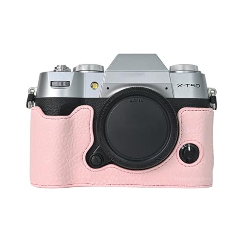VOVMOEYA Kameratasche for Fujifilm X-T50 spiegellose Digitalkamera, Fuji XT50 Halbtasche mit weichem Mikrofaser-Innenfutter, funktioniert gut mit 6,35 mm (1/4 Zoll) 20 Gewindeloch, Retro-PU-Leder, von VOVMOEYA