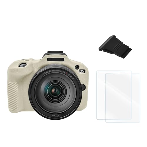VOVMOEYA Kameratasche für Canon EOS R100[mit 2 Displayschutzfolien],Silikonhülle Kompatibel mit Canon EOS R100 Digitalkamera,EOS R100 Tasche Hülle,Weiß von VOVMOEYA