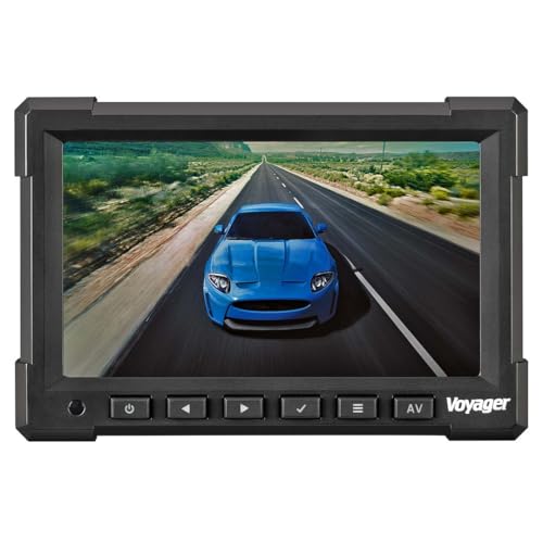 Voyager VOM718 17,8 cm (7 Zoll) LCD-Farb-Backup-Fahrzeug-Beobachtungsmonitor mit 3 Kamera-Eingängen, Video für bis zu 3 Kameras (Kameras separat erhältlich), NTSC/PAL-kompatibel, 12 V – 24 V von VOYAGER