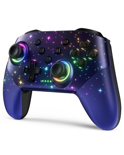 Switch Controller, Wireless Pro Controller Kompatibel mit Switch/Lite/OLED, Multi-Plattform Windows PC/IOS/Android Controller mit 9 Farben RGB-Licht/programmierbar/Bewegung/Vibration/Turbo/Wakeup von VOYEE