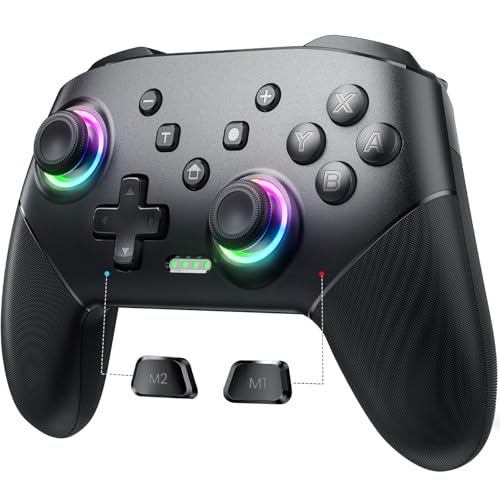 VOYEE Wireless Switch Controller, Compatible with Switch Pro Controller for Switch/Switch Lite/OLED/PC, One-Key Pairing Gamepad with 9-Colour RGB LEDs 800 mAh Battery 6-Axis Motion Wake Up Function von VOYEE