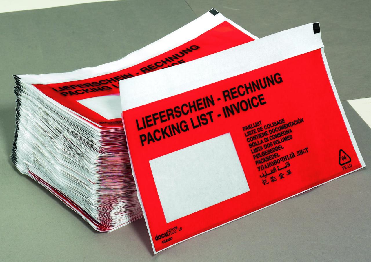 VP Lieferscheintaschen Polyethylen DIN lang VP Lieferscheintaschen Polyethylen DIN lang von VP