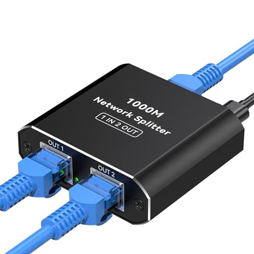 VPFET LAN Splitter 1 auf 2 High Speed 1000Mbps Netzwerk Splitter 1 to 2 RJ45 LAN Switch 2 Port mit Type-C Power Cable Internet Splitter für Cat5/5e/6/7/8 Kabel Router von VPFET