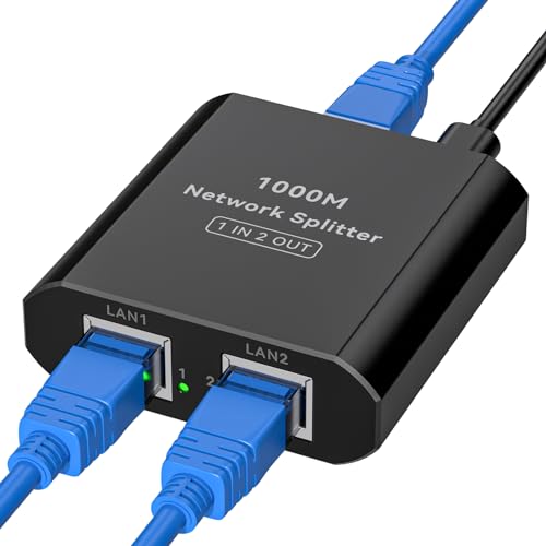 VPFET Gigabit LAN Splitter 1 auf 2 High Speed 1000Mbps Netzwerk Switch 2 Port RJ45 Switch mit Typ-C Stromkabel Ethernet Splitter Geeignet für Router/Hubs/TVs/Set-Top Boxen etc von VPFET