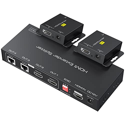 VPFET HDMI Extender Splitter über Cat5e/6 165ft 1 In 2 Out Übertragung hinzufügen zwei Loop HDMI Out Balun Ethernet Unterstützt 1080p HDCP EDID POC Eine Stromversorgung for die Arbeit mit von VPFET