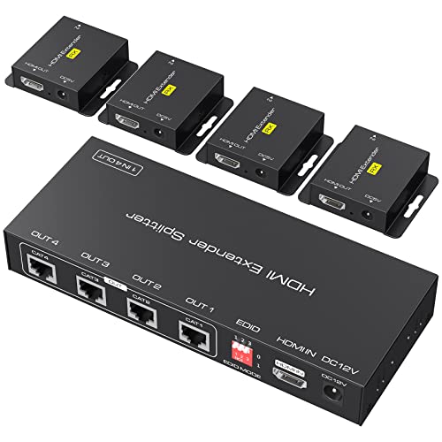 VPFET HDMI Extender Splitter über Cat5e 6 165ft 1 In 4 Out Übertragung Balun Ethernet Unterstützt 1080p HDCP EDID POC Eine Stromversorgung für die Arbeit mit VPFET HDMI Extender Splitter über Cat5e 6 165ft 1 In 4 Out Übertragung Balun Ethernet Unterstützt 1080p HDCP EDID POC Eine Stromversorgung für die Arbeit mit von VPFET